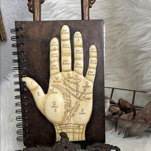 Palmistry Hand Design Spiral Leather Notebook